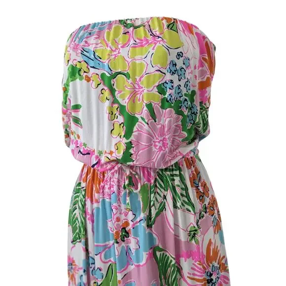 Lilly Pulitzer Sz XS NOSEY POSEY Floral Strapless Maxi Dress - Picture 6 of 8